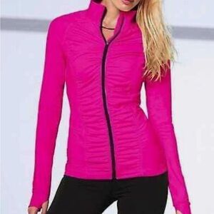 Victoria's Secret VSX Knockout ruched sport jacket in hot pink.